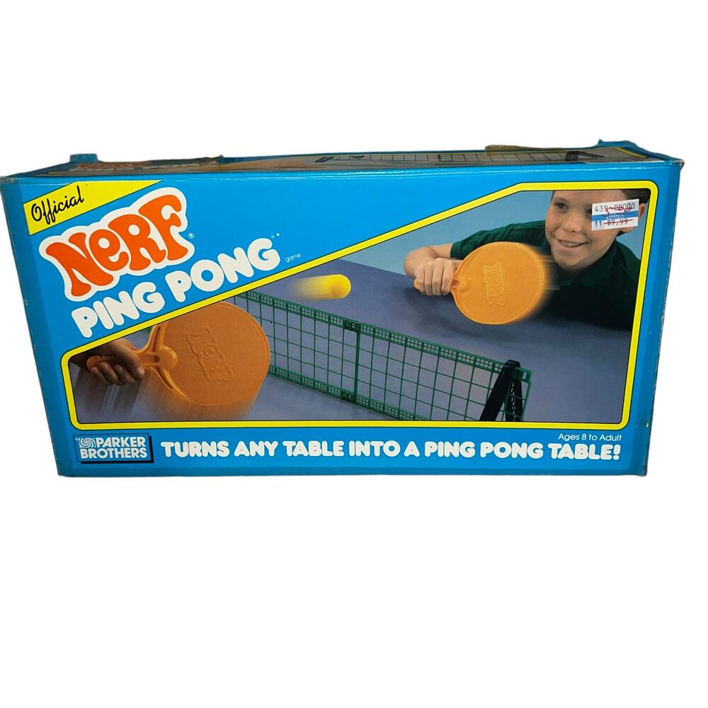 Vintage Nerf Ping Pong Table Tennis Set Complete Parker Brothers Toy 1982 RARE
